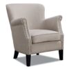 Aquarii Linen Fabric Lounge Armchair In Beige