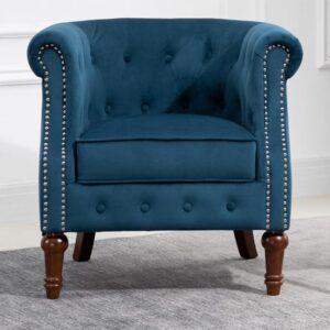 Freia Fabric Accent Chair In Blue