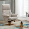 Maida Fabric Swivel Recliner Chair And Footstool In Wheat