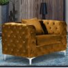 Mills Malta Plush Velour Fabric Armchair In Gold
