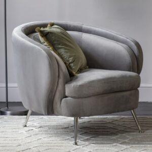Wisconsin Fabric Tub Chair In Grey With Silver Legs