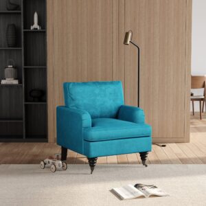 85cm Height Teal Velvet Padded Armchair with Removable Cushion
