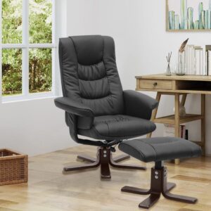 PU Leather Swivel Chair Recliner Armchair with Footstool
