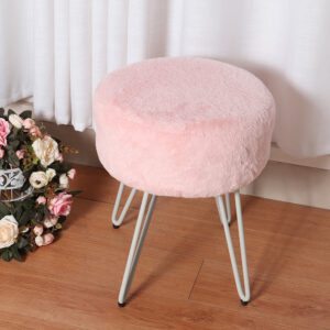 Plush Dressing Footstool Round Cotton Padded Makeup Chair