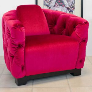 Fairport Velvet Deep Button Tub Chair In Pink