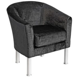 Victoriaville Fabric Tub Chair With Brushed Steel Legs In Black
