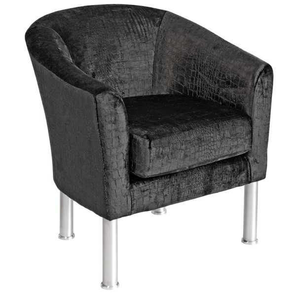 Victoriaville Fabric Tub Chair With Brushed Steel Legs In Black
