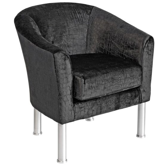 Victoriaville Fabric Tub Chair With Brushed Steel Legs In Black