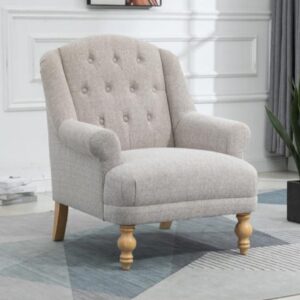 Cusco Fabric Accent Chair With Oak Legs In Oat