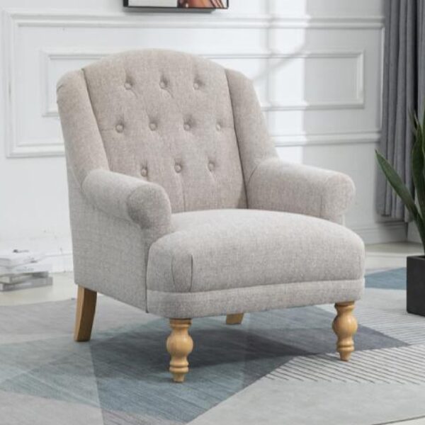 Cusco Fabric Accent Chair With Oak Legs In Oat