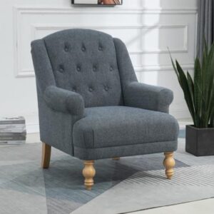 Cusco Fabric Accent Chair With Oak Legs In Ocean