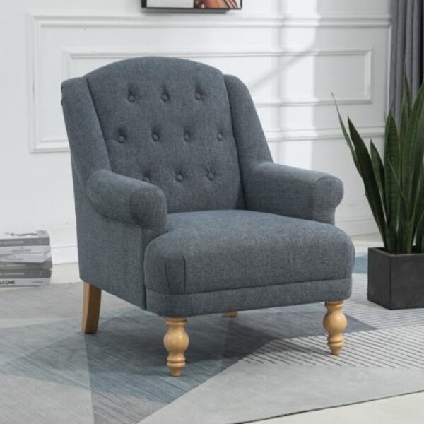 Cusco Fabric Accent Chair With Oak Legs In Ocean