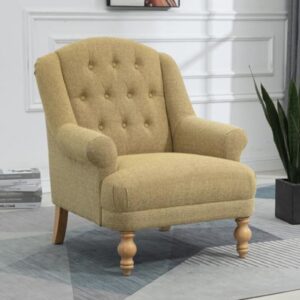 Cusco Fabric Accent Chair With Oak Legs In Sand