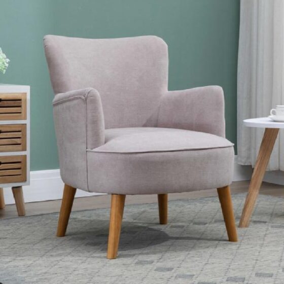 Krabi Fabric Armchair With Oak Legs In Pearl Grey