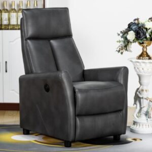 Liberty Faux Leather Electric Recliner Chair In Grey