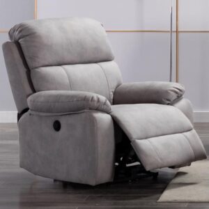 Sault Fabric Electric Recliner Chair In Light Grey