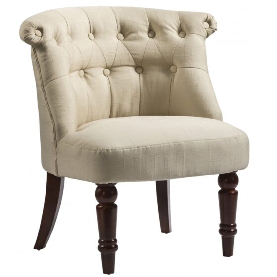 Avondale Fabric Accent Chair With Wooden Legs In Beige