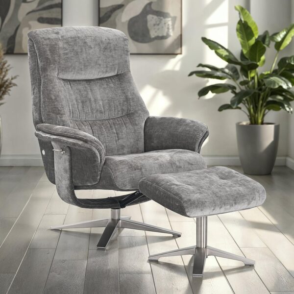 Haslet Fabric Recliner Chair With Stool In Wishing Well