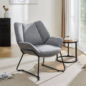 Contemporary Metal Legs Tufted Leisure Armchair