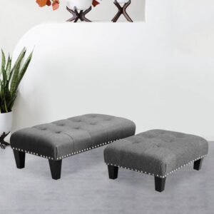 Linen Buttoned Rocking Chair & Footstool Set