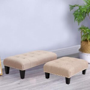 Linen Buttoned Rocking Chair & Footstool Set