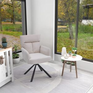 Modern Upholstered Swivel Armchair with Black Legs