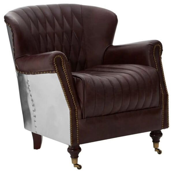 Viroqua Genuine Leather Armchair In Coffee