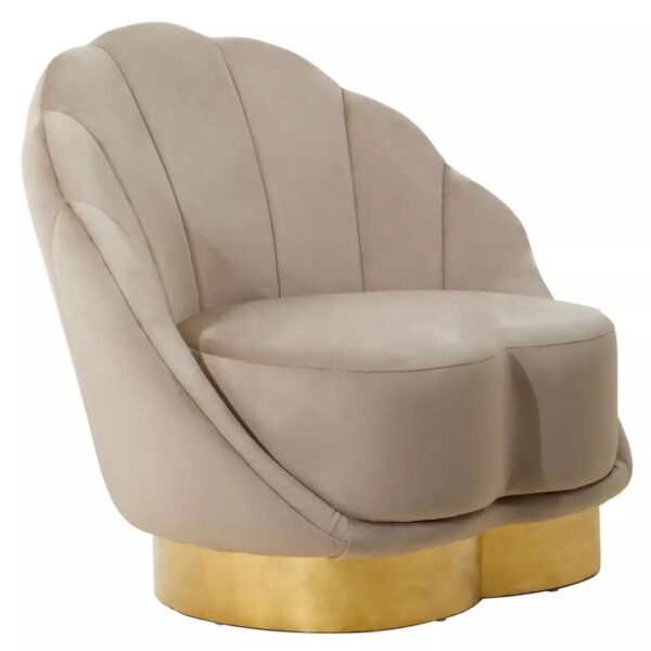Bayfield Velvet Accent Chair With Gold Steel Base In Mink