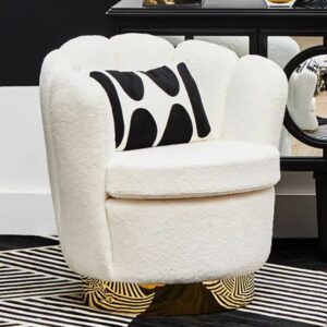 Bayfield Velvet Accent Chair With Gold Steel Base In Off White