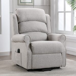 Alanya Fabric Electric Recliner Chair In Linen