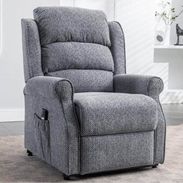 Warth Fabric Electric Single Motor Recliner Chair In Steel Blue