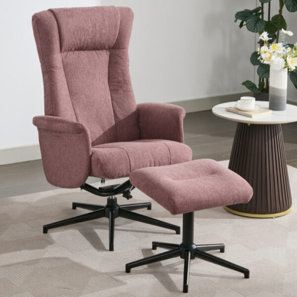 Amarillo Fabric Recliner Chair With Stool - Rose
