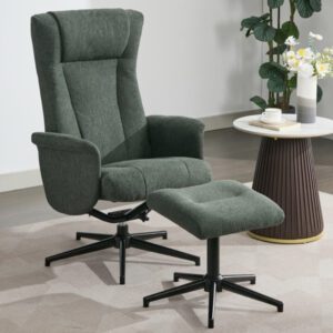 Amarillo Fabric Recliner Chair With Stool – Winter Moss