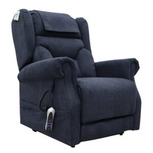 Boise Fabric Dual Motor Lift Tilt Recliner Chair In Deep Blue