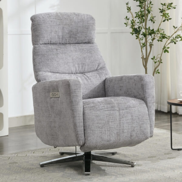 Margate Fabric Electric Recliner Chair In Ash