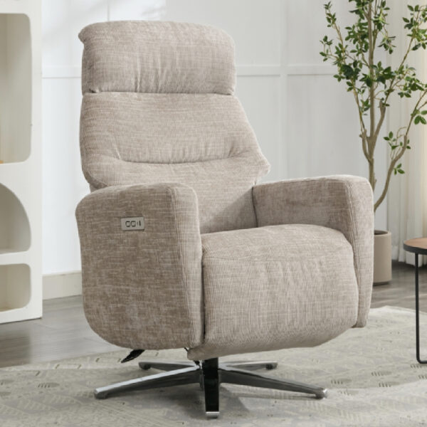 Margate Fabric Electric Recliner Chair In Fossil