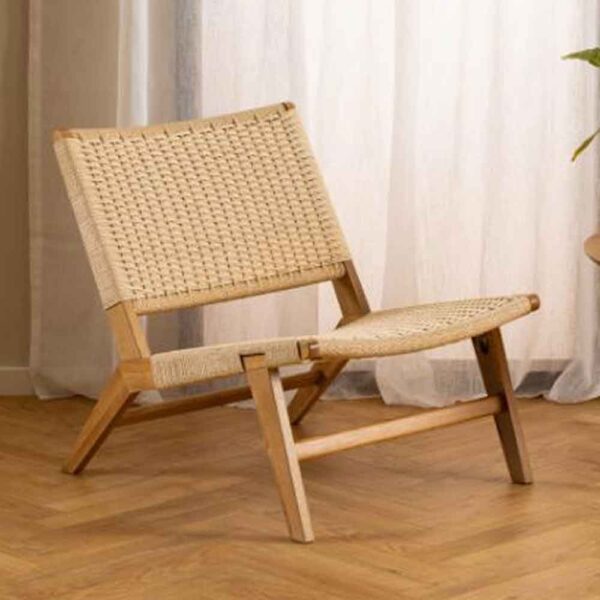 Camrose Weaved Pattern Rattan Lounge Chair - Off White