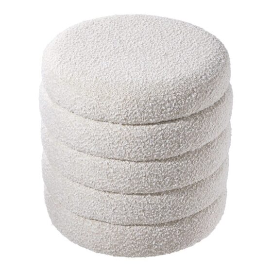 Off-White Wool Storage 5-tier Footstool