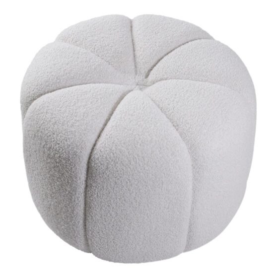 White Teddy Fur Pumpkin-Shaped Footstool