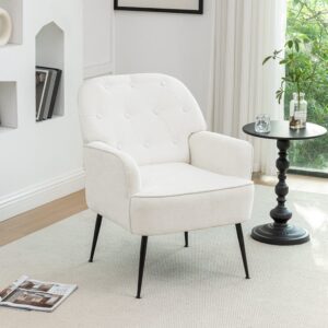 Chenille Accent Chair with Metal Legs & Quick Pin Assembly