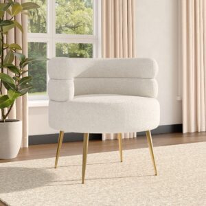 Cloud-Soft Bouclé Tiered Accent Chair with Gold Metal Legs