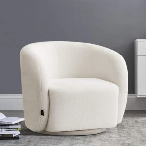 Curved Teddy Fleece Swivel Accent Chair