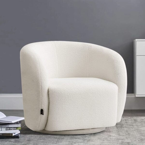 Curved Teddy Fleece Swivel Accent Chair
