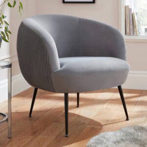 Kerrville Velvet Accent Chair With Black Legs In Grey