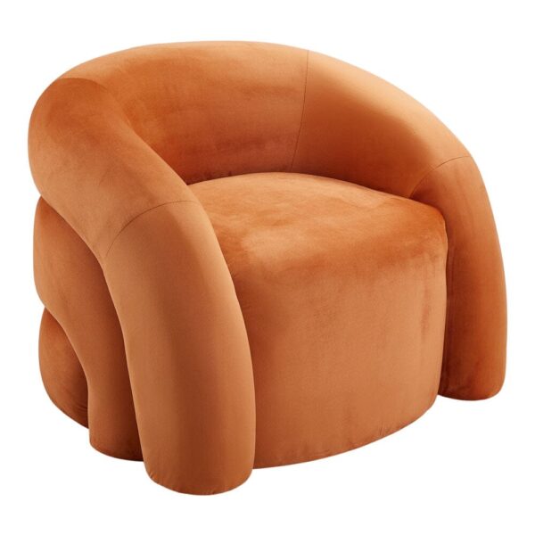 Orange Velvet Upholstered Accent Chair with Solid Wood Frame