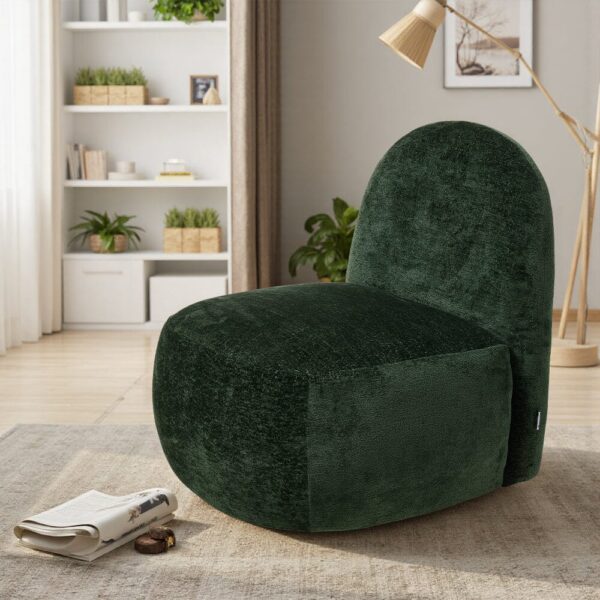 Organic Shape Accent Chair Chenille Fabric