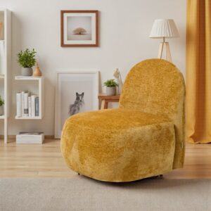 Organic Shape Accent Chair Chenille Fabric