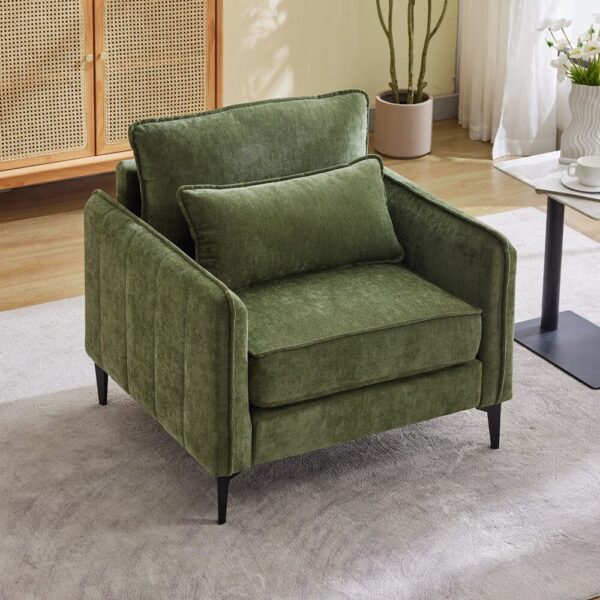 Upholstered Accent Chair (Model 02) With Detachable Pillow & Lumbar Support