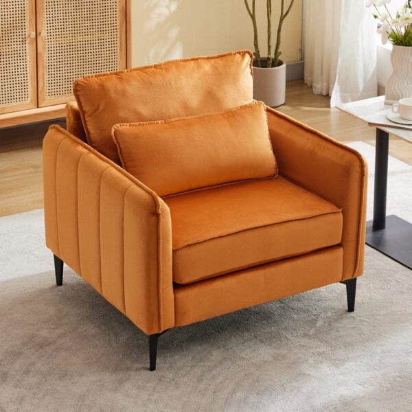 Upholstered Accent Chair (Model 02) With Detachable Pillow & Lumbar Support