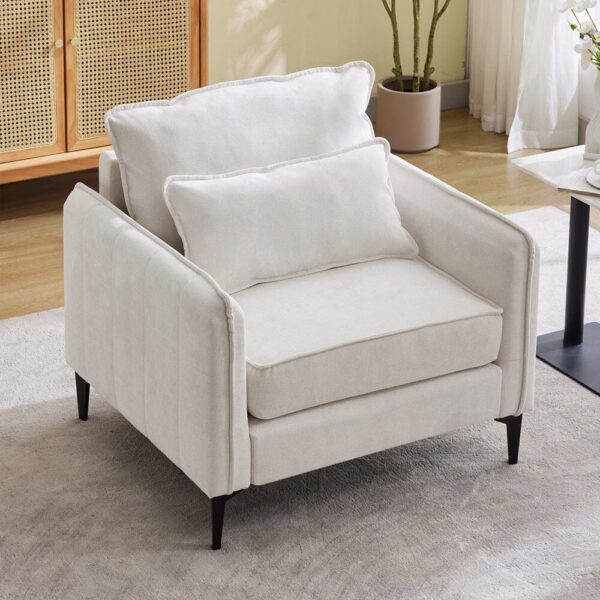Upholstered Accent Chair (Model 02) With Detachable Pillow & Lumbar Support